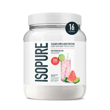 Isopure Clear Low Carb 100% Whey Protein Isolate Powder, Watermelon Lime, 20g Protein, About 16 Servings