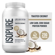 Isopure Low Carb 100% Pure Whey Isolate Protein Powder, Lactose Free, Gluten Free, With Vitamins, Toasted Coconut, 25g Protein Per Serving, 3 Lbs, 42 Servings Packaging May Vary