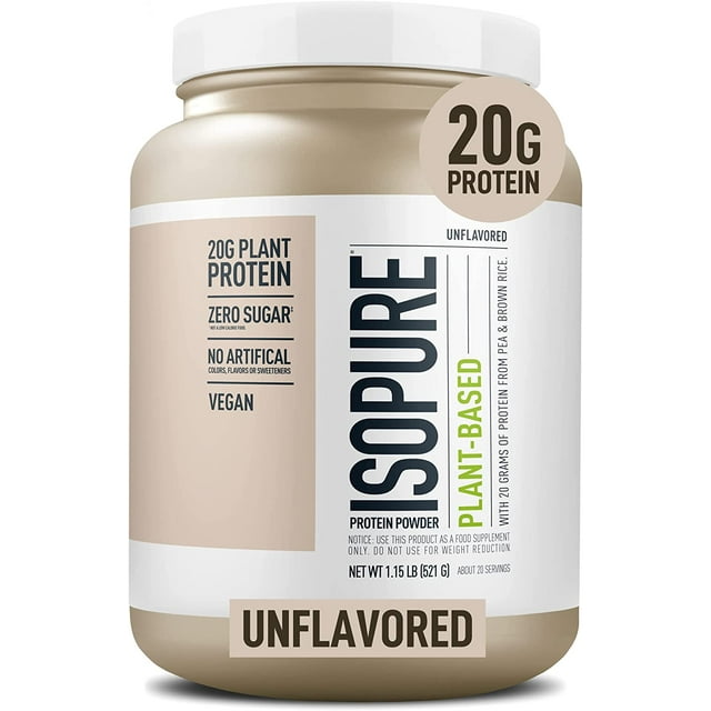 Isopure, PlantBased Protein, 20 g Pea & Brown Rice Protein Powder