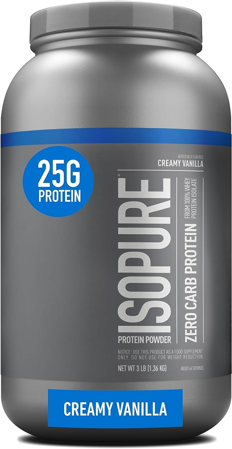 Isopure Protein Powder, Creamy Vanilla Whey Isolate with Vitamin C