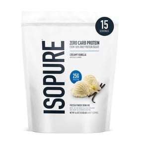 Isopure Zero Carb 100% Whey Protein Isolate Powder, Creamy Vanilla, 25g Protein, 15 Servings