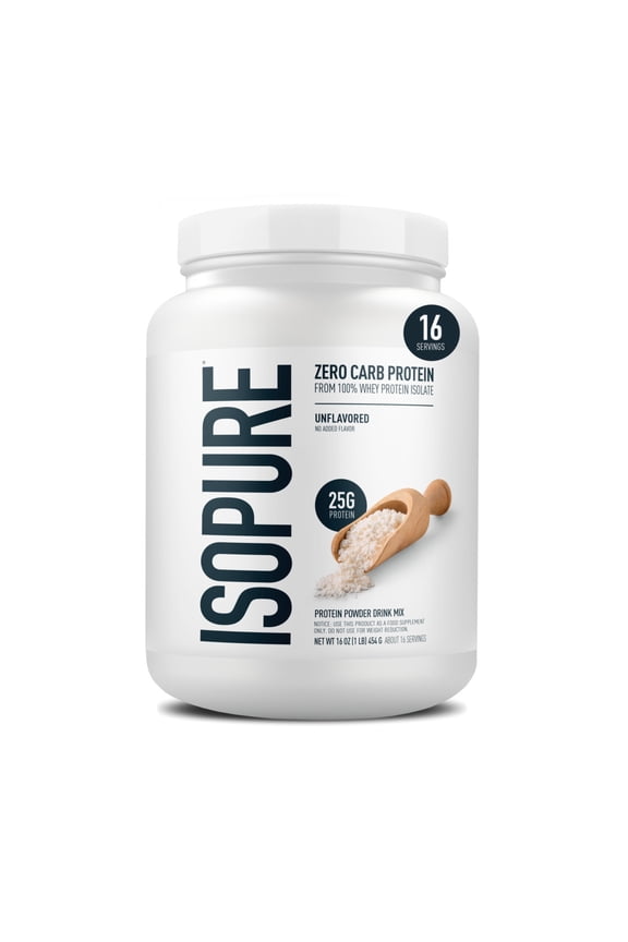 Zero Carb 100% Whey Protein Isolate Unflavored Protein Powder, 25g, 16 Servings
