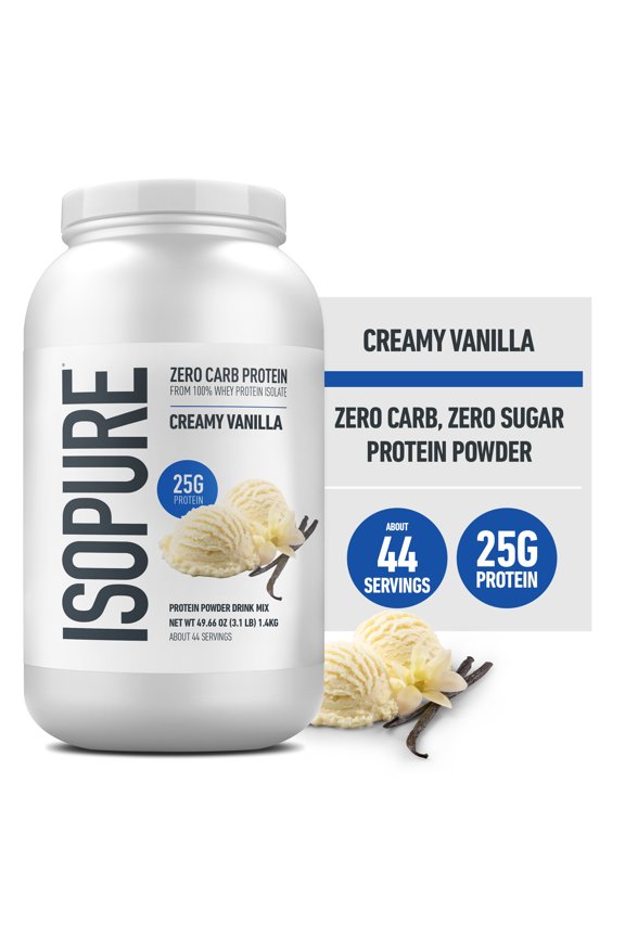 , Zero Carb 100% Whey Protein Isolate, 25g Protein Powder, Creamy Vanilla, 3 lb