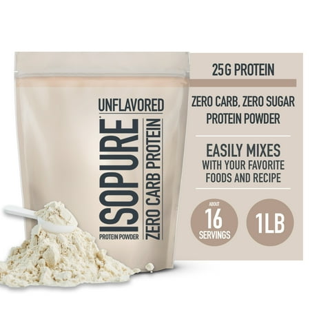 Isopure Zero Carb 100% Whey Protein Isolate Powder, Unflavored, 25g Protein, About 16 Servings
