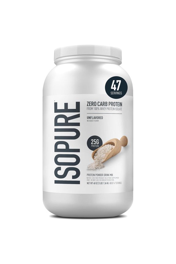 , Zero Carb 100% Whey Protein Isolate, 25g Protein Powder, Unflavored, 3 lb, 47 Servings
