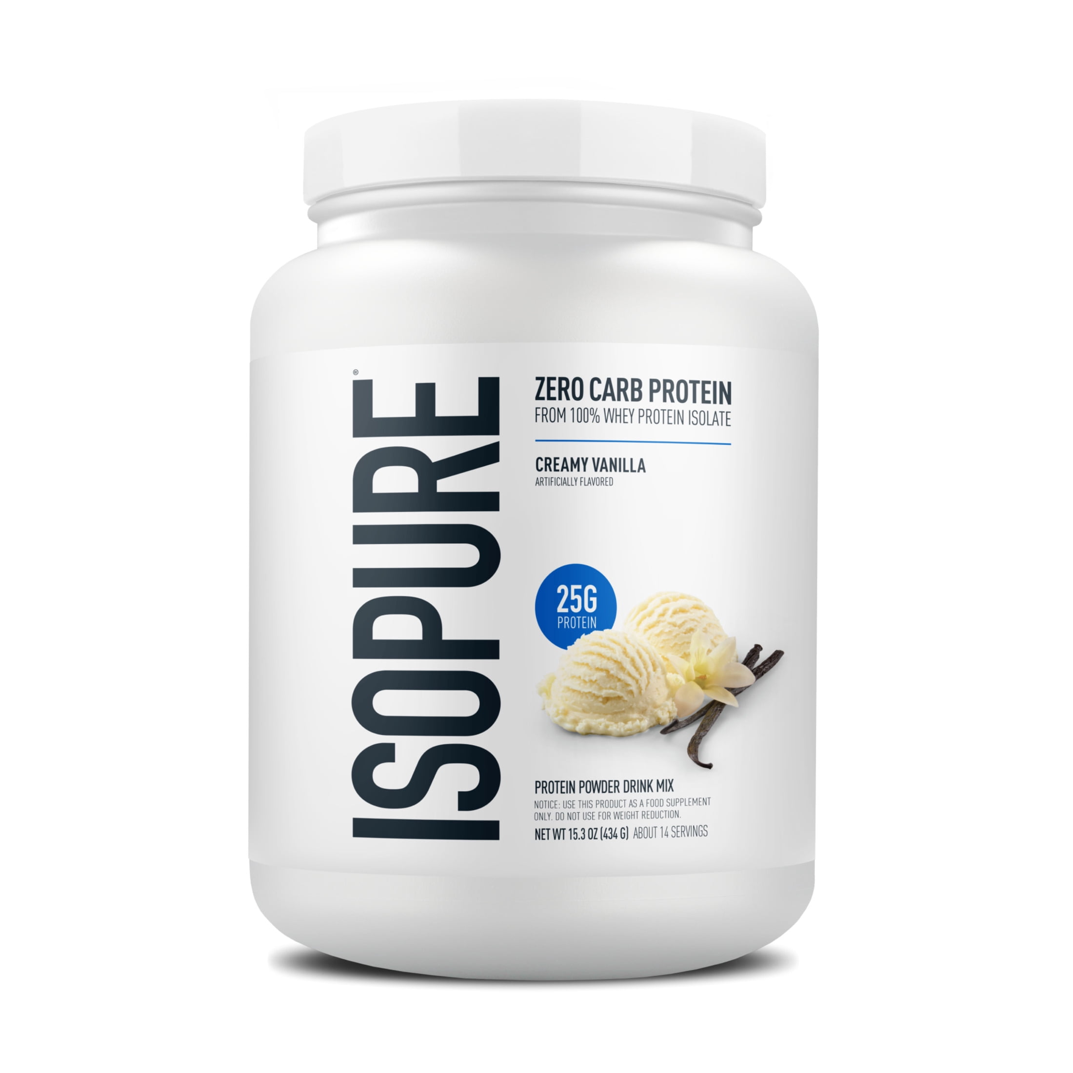 Isopure Zero Carb 100% Pure Whey Isolate Protein Powder, Creamy Vanilla, 25g Protein, 14 Servings