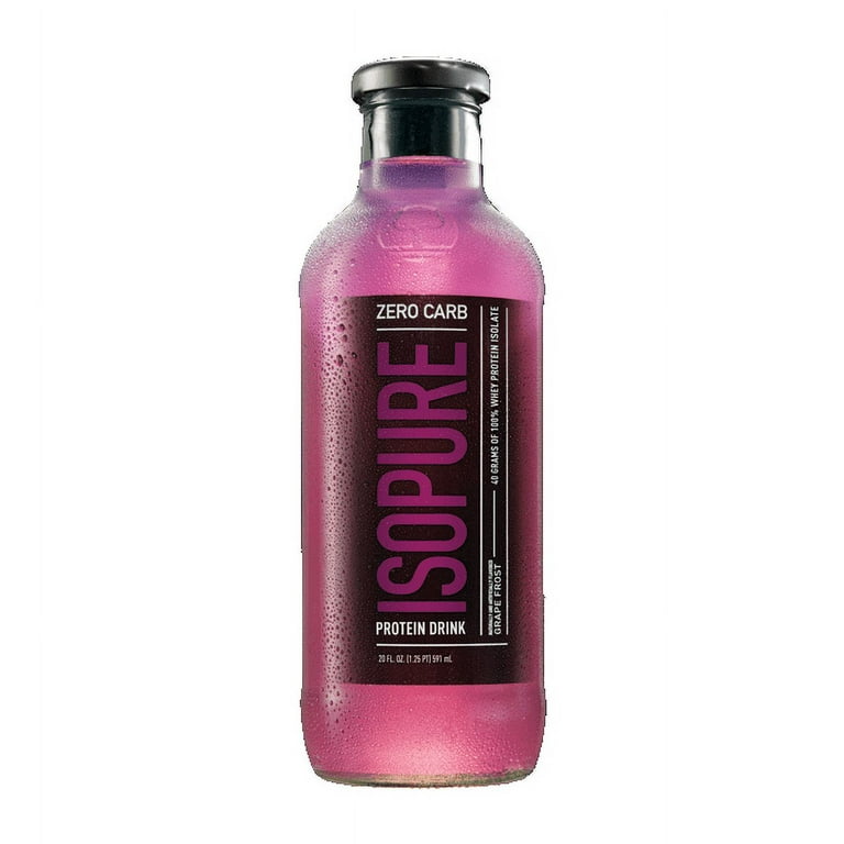 Isopure, Zero Carb Protein Drink, 100% Whey Protein Isolate, 40g Protein,  Grape Frost, 20 oz, 12 Count