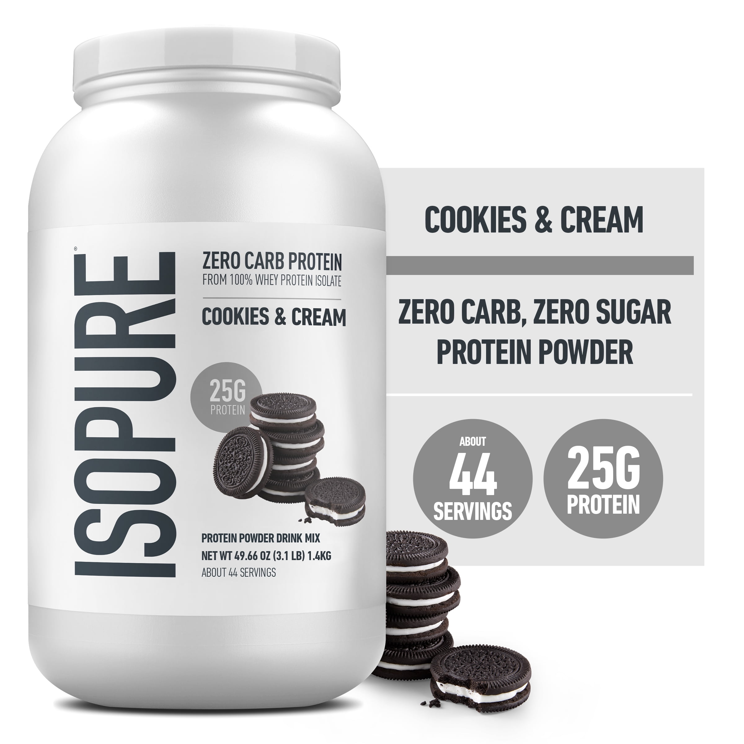 Free Shipping! Isopure Whey Protein Isolate Cookies & Cream 3 lb