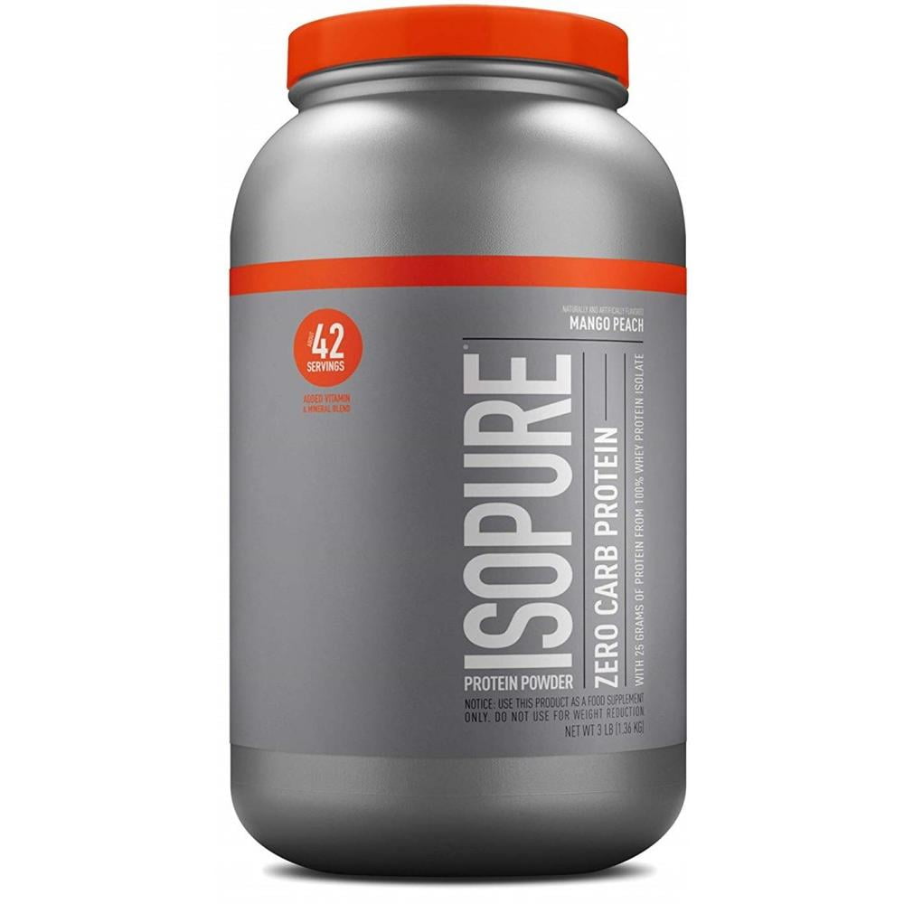 Isopure Zero Carb Protein Powder, Mango Peach, 25g Protein, 3 Lb