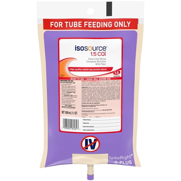 Isosource 1.5 Cal Complete Unflavored Liquid Food, 1000ml, 1 Count
