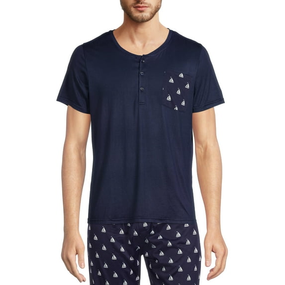 Isotoner Adult Men's Lounge Henley Tee, Sizes S-2XL, Mens Loungwear
