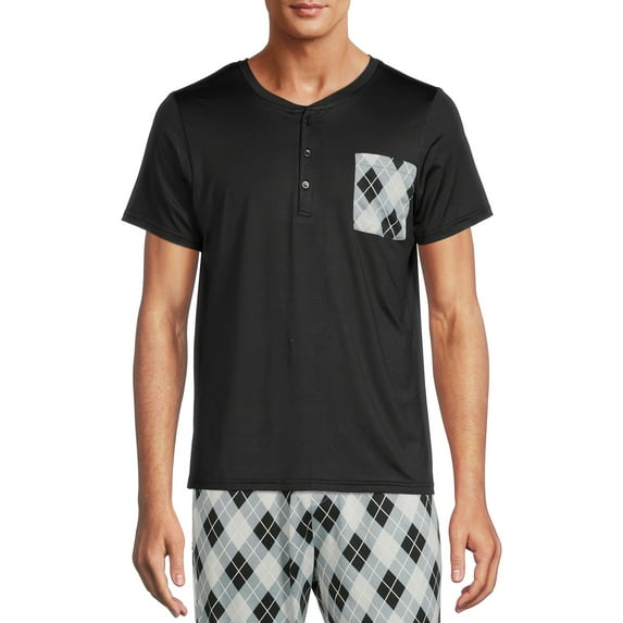 Isotoner Adult Men's Lounge Henley Tee, Sizes S-2XL, Mens Loungwear