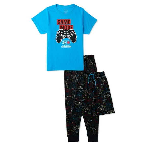 Isotoner Boys Short Sleeve Top, Long Pants and Shorts Pajama Sleep Set, 3-Piece, Sizes 4-14