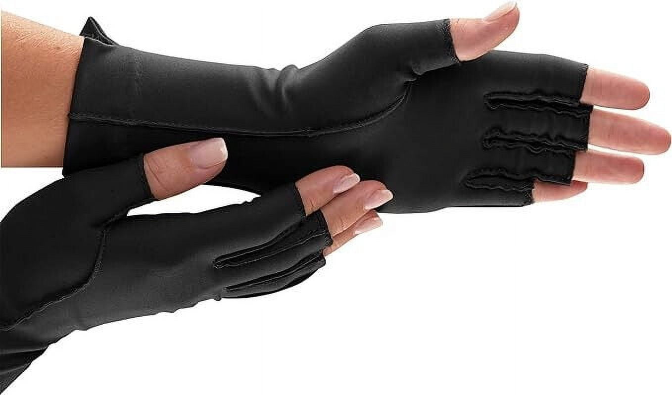 Isotoner Fingerless Therapeutic Gloves A25830 (Black, Medium)
