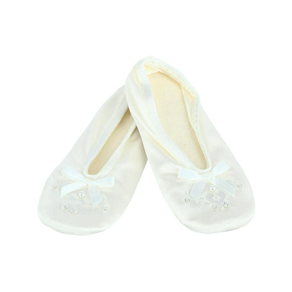 Isotoner Girl's Satin Pearl Ballerina Slippers