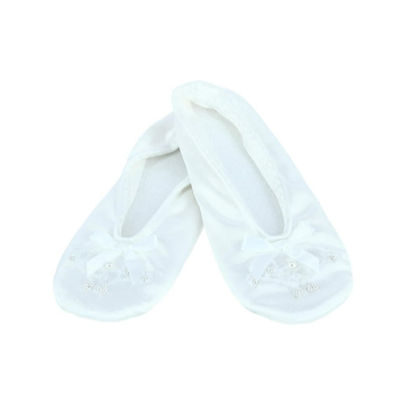 Isotoner Girl's Satin Pearl Ballerina Slippers
