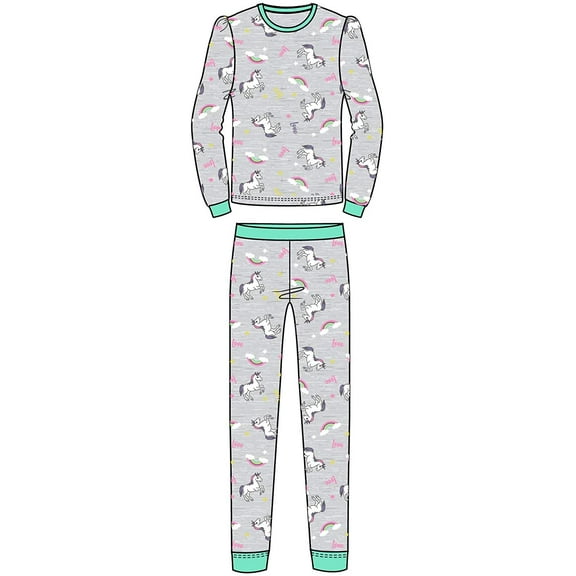 Isotoner Girls 2pc Sleep Set - Pajamas Toddler Little Big Girl Unicorns 100% Cotton Comfortable