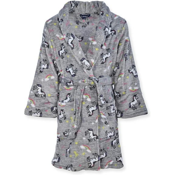 Isotoner Girls Plush Robe - Toddler Little Big Girl Unicorns Comfortable