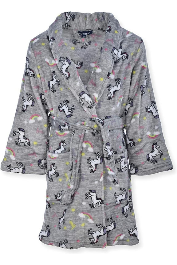 Girls Plush Robe - Toddler Little Big Girl Unicorns Comfortable