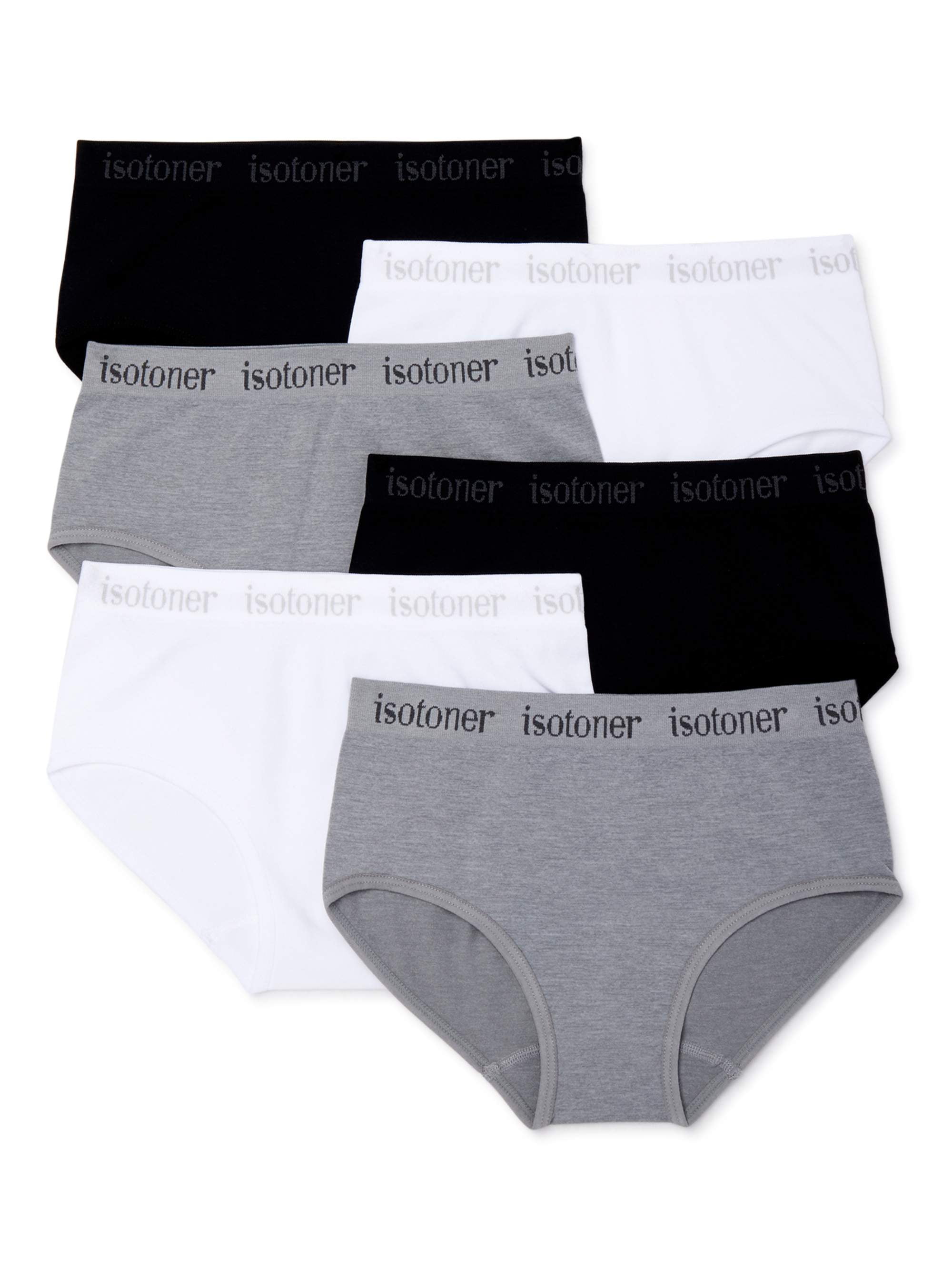 Isotoner Girls Underwear, 6 Pack Seamless Bikini, 7-16 