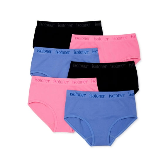 Isotoner Girls Underwear, 6 Pack Seamless Bikini, 7-16