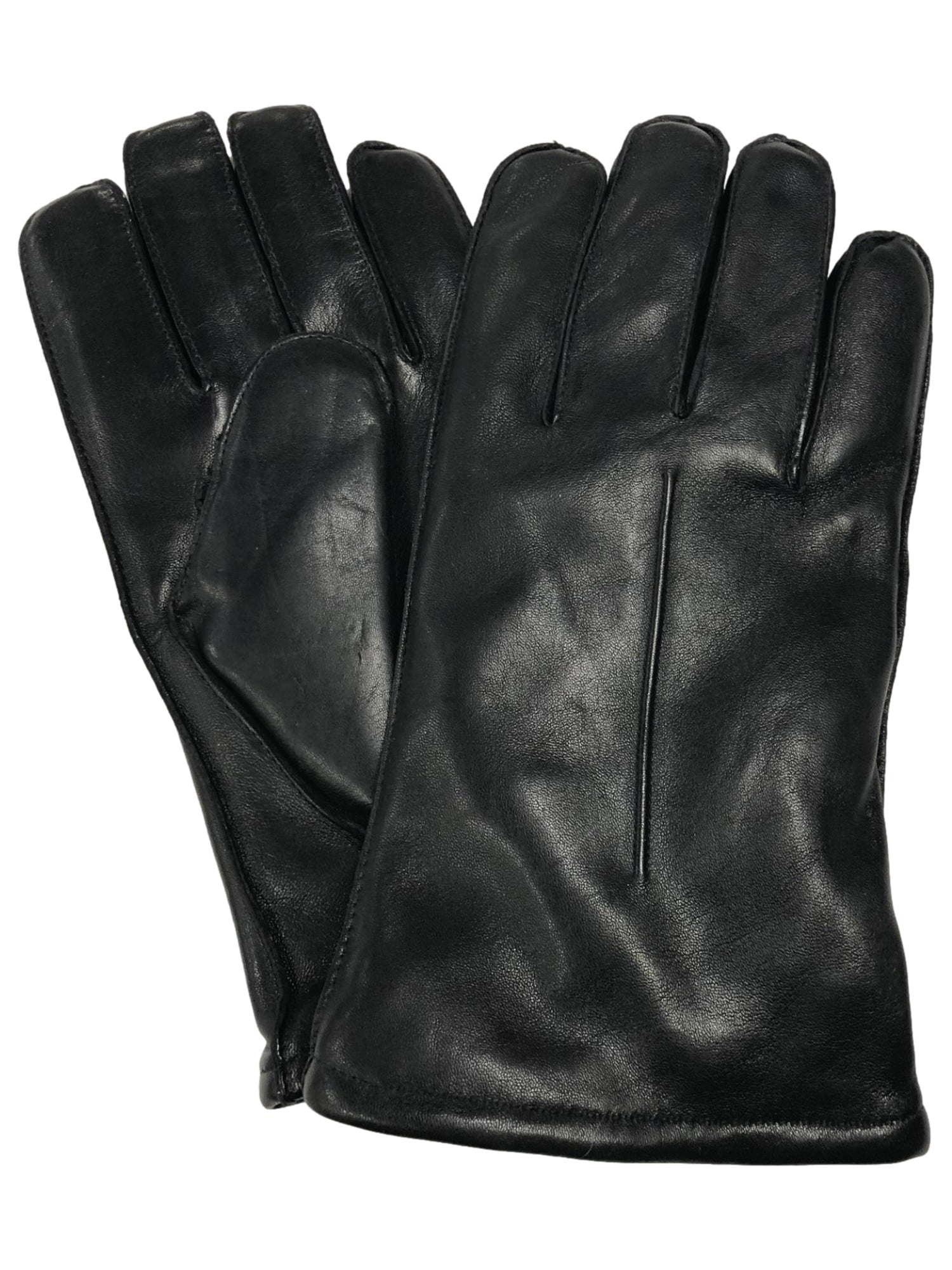 Isotoner Men Sleek Black Leather Ultra Plush Gloves Large