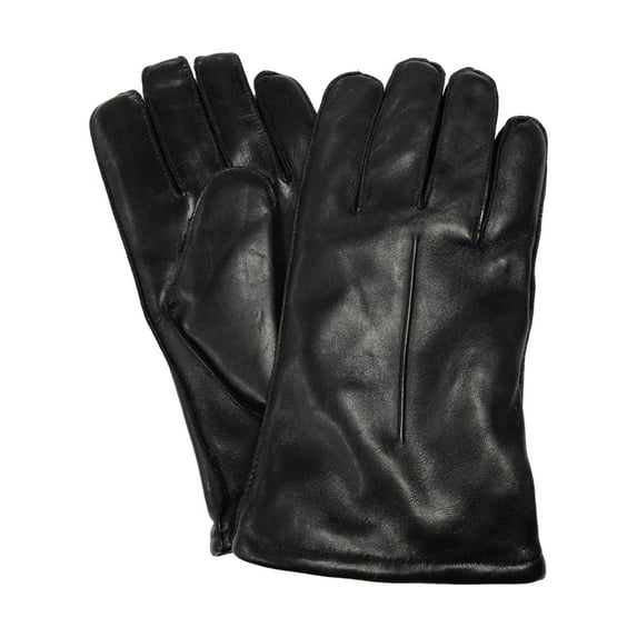 Isotoner Men Sleek Black Leather Ultra Plush Gloves Large