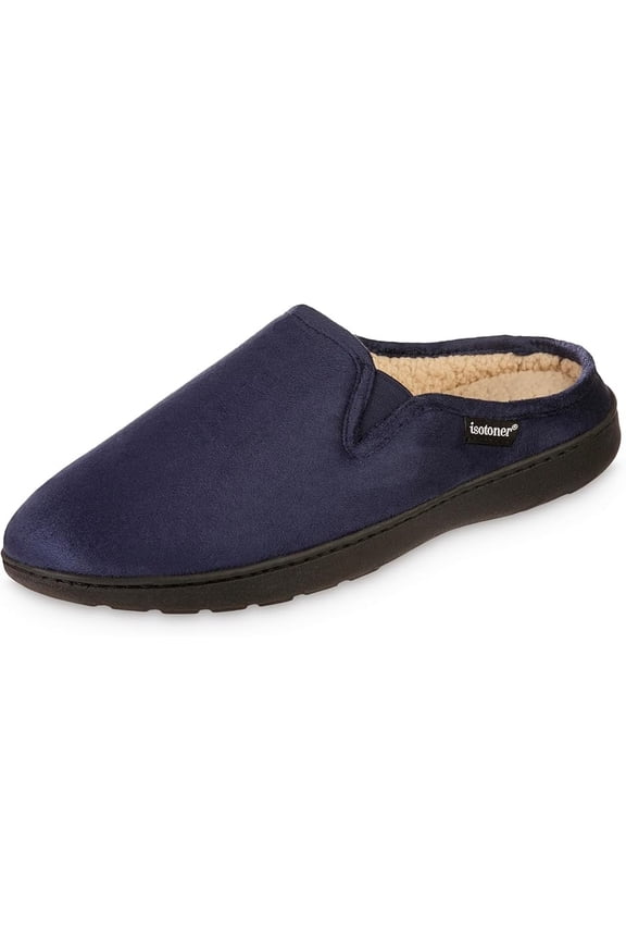 Men's Microsuede Hoodback Slip On Slippers Navy Blue Medium 8 to 9