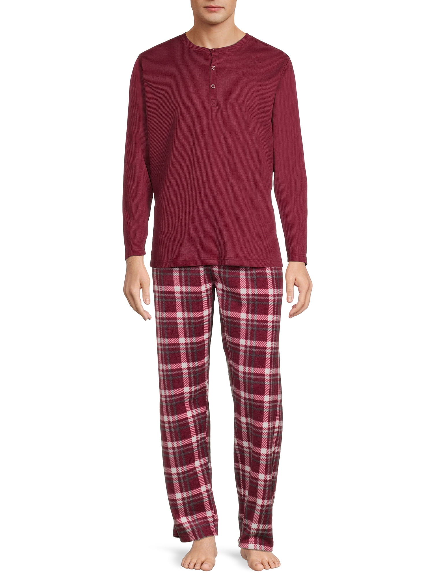 Fruit of The Loom Men's Crewneck Tee and Fleece Pajama Pants Fruit of The Loom Men's Crewneck Tee and Fleece Pajama Pants