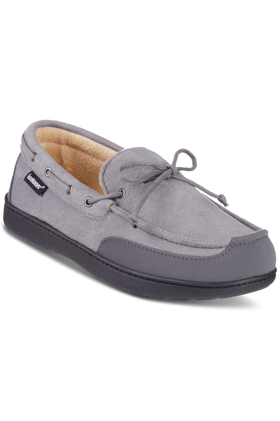 Mens Water Repellent Carter Moccasin Slippers Size M (89), Ash Grey