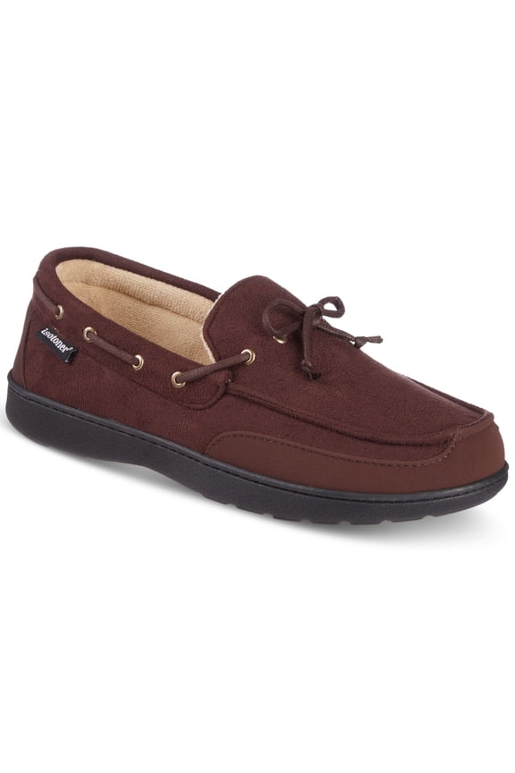 Mens dark choco moccasin slippers with memory foam L 9.5-10.5