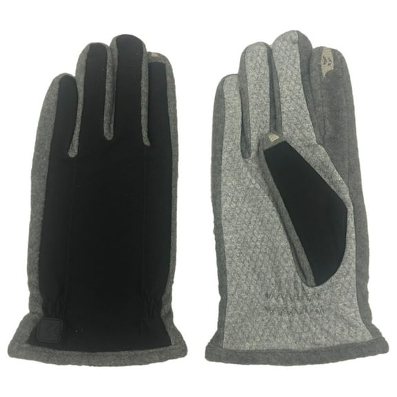 Isotoner Mens Black & Gray Smartouch Gloves Touchscreen Tech & Text Medium