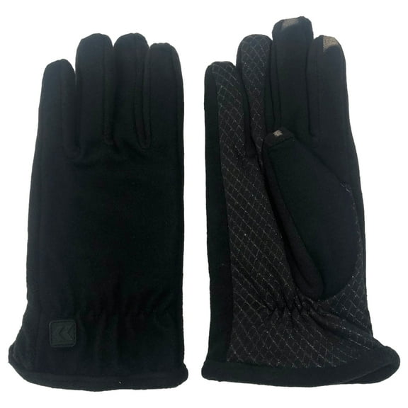 Isotoner Mens Black Wool Blend Smartouch Gloves Touchscreen Tech & Text Large