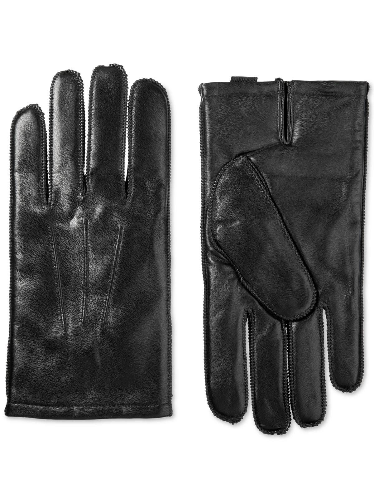 Isotoner Mens Leather Sleek Heat Leather Gloves Black L