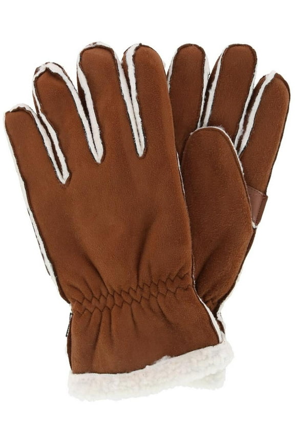 Microsuede Winter Glove with Faux Shearling Outseam (Men)