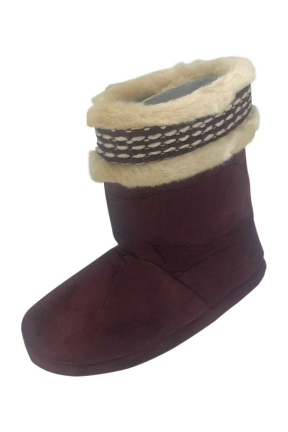 Microsuede Woodlands Boot Slipper Indoor/Outdoor Henna Red, M (6.5-7.5)