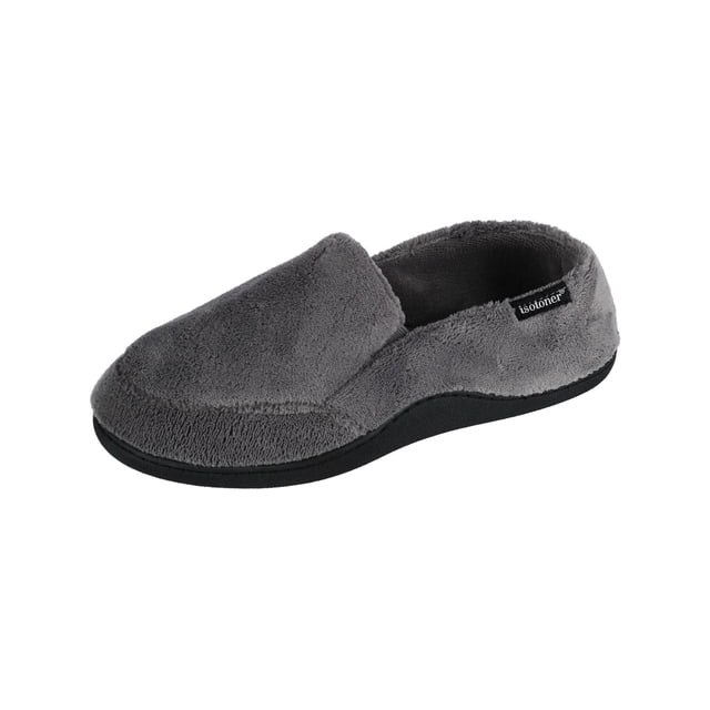 Isotoner Men's Terry Moccasin Slipper with Memory Foam for Indoor/Outdoor Comfort