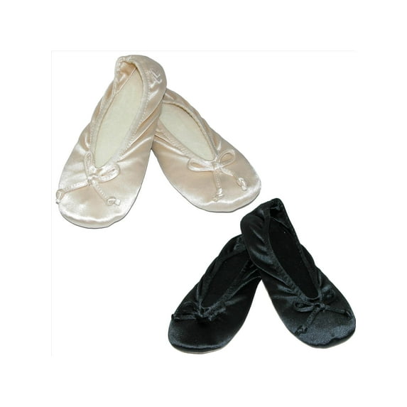 Isotoner Satin Ballerina Slippers (Pack of 2) (Women's Plus)