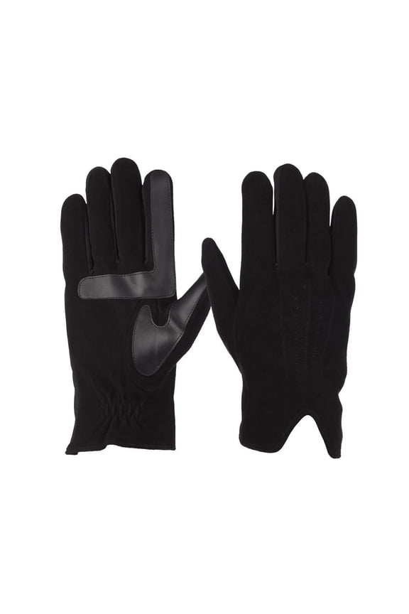 Signature Mens Stretch Suede 3 Draw Touchscreen Gloves Black Large