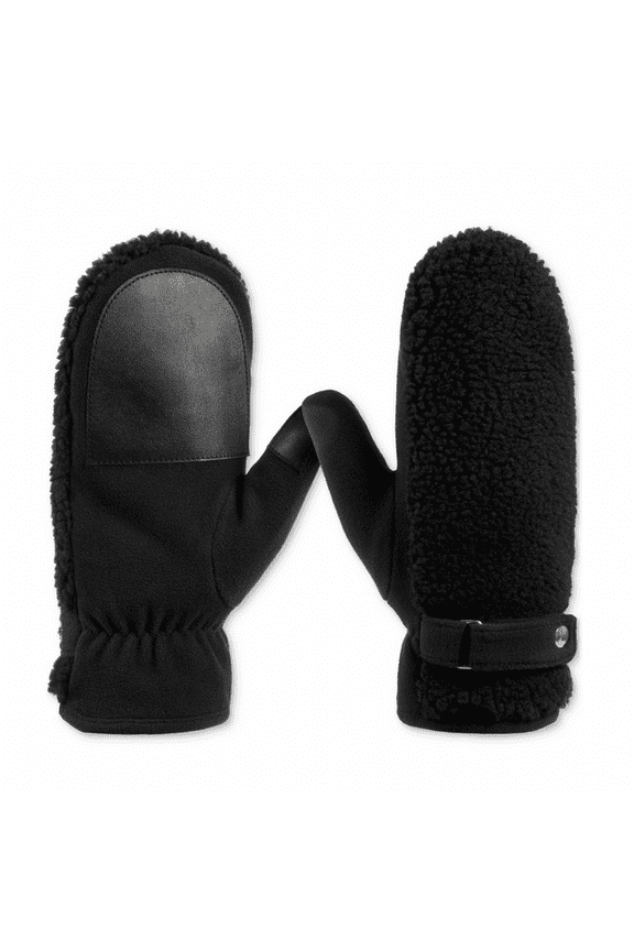Signature Women's Fleece-Lined Berber Mittens - Black