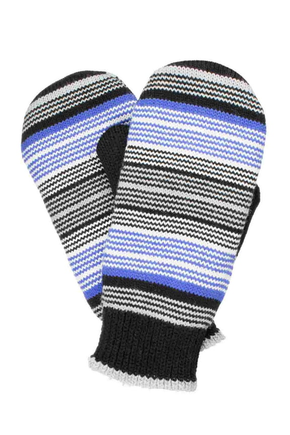 Smart Dri Womens Black & Blue Stripe Sherpasoft Mittens