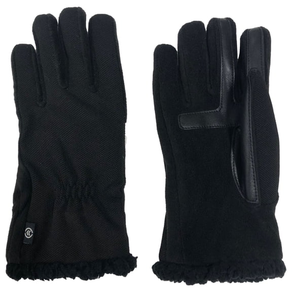 Isotoner Smartouch Active Womens Black Sherpa Touchscreen Text Gloves S/M