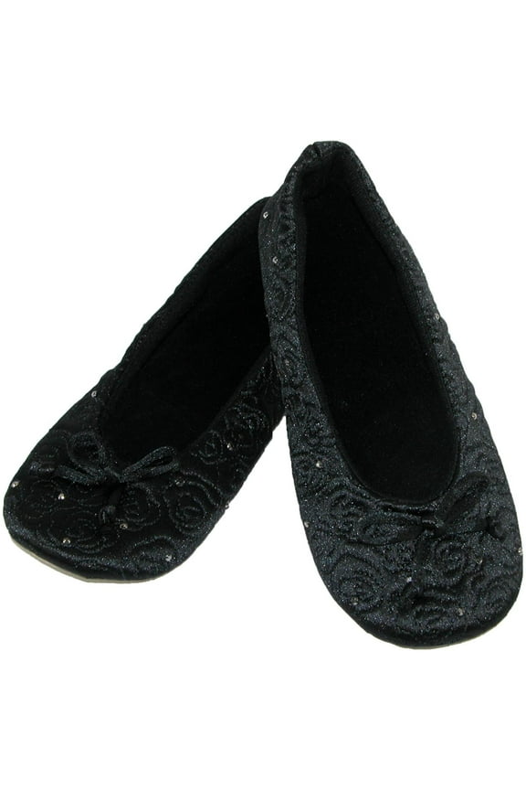 Terry Lined Rose Quilted Ballerina Slippers (Women)