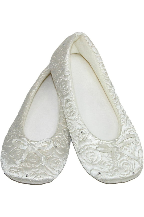 Terry Lined Rose Quilted Ballerina Slippers (Women)
