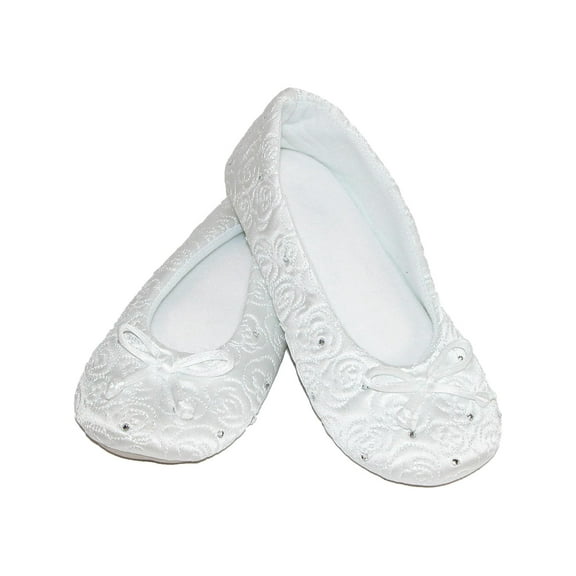 Isotoner  Terry Lined Rose Quilted Ballerina Slippers (Women)