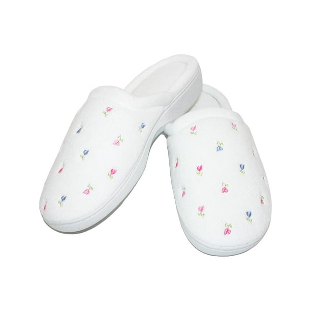 isotoner terry embroidered scalloped clog