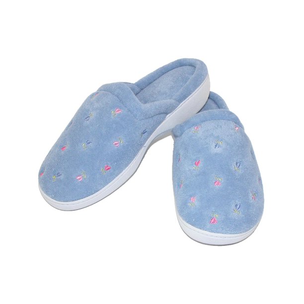 isotoner terry embroidered scalloped clog