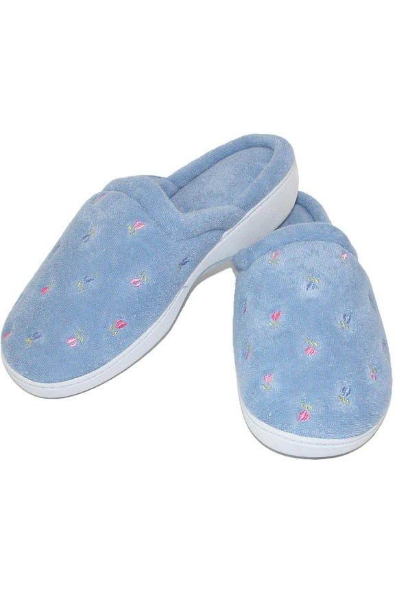Terry Scalloped Embroidered Clog Slippers (Women)