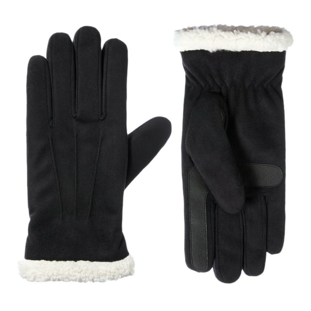 Isotoner Women's Microfiber Glove with Sherpa Cuff Black