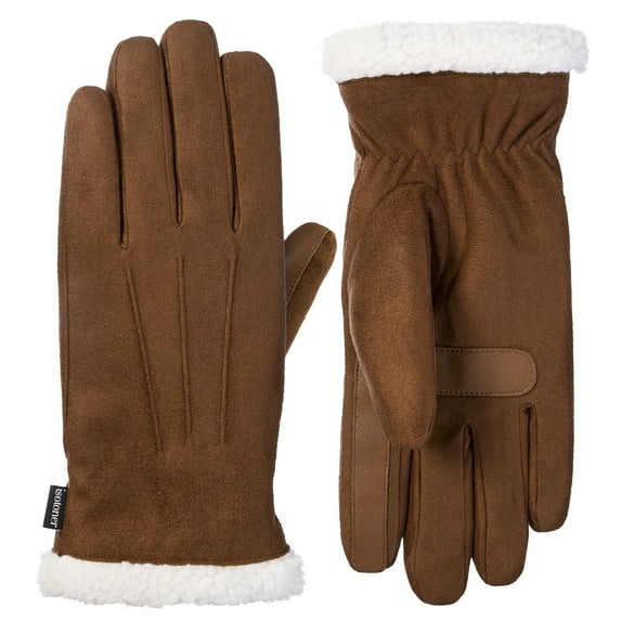 Isotoner Women's Microfiber Winter Glove with Sherpa Cuff, S/M, Cognac